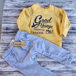 H&M yellow and grey 2 piece outfit